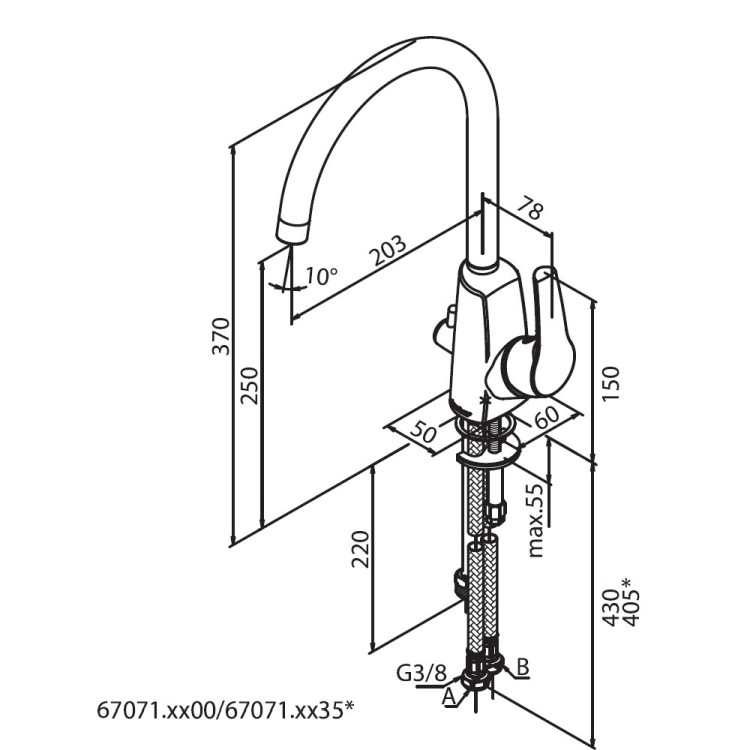 Virtuves izlietnes maisītājs Damixa Rowen ar ventili, hroms 670710000