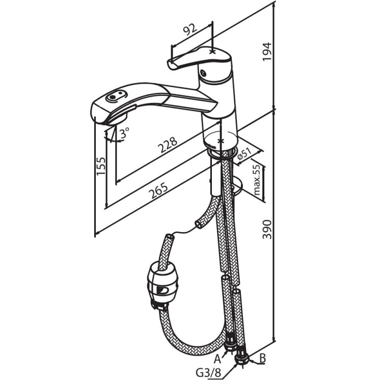 Virtuves izlietnes maisītājs Damixa Rowen, hroms 6712000
