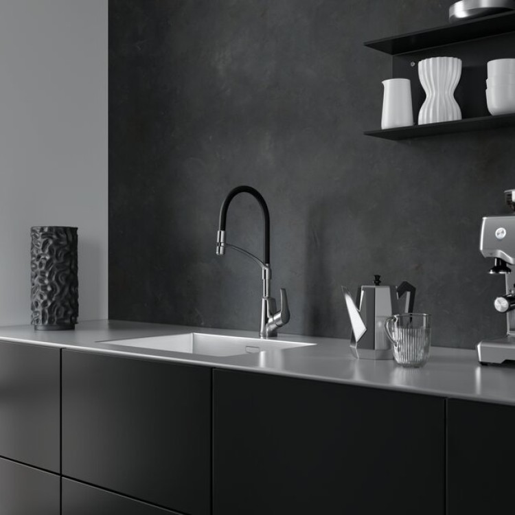 Virtuves izlietnes maisītājs Damixa Rowen ar elastīgu izteku un ventili, hroms 671580000