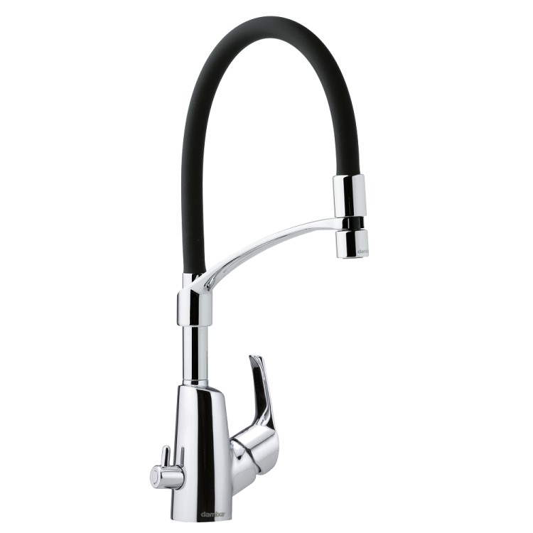 Virtuves izlietnes maisītājs Damixa Rowen ar elastīgu izteku un ventili, hroms 671580000