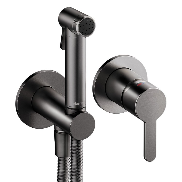 Iebūvējamais maisītājs ar bidetta dušu Damixa Silhouet, virsapmetuma daļa, grafīta pelēks