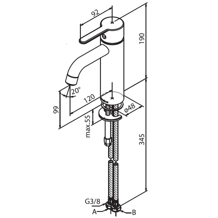 Izlietnes maisītājs Damixa Silhouet Medium, matēts varš