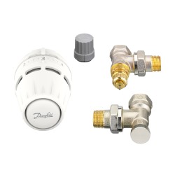 Komplekts ar Danfoss Regus® sensoru, RA-FN vārstu un RLV-S noslēgvārstu, leņķa