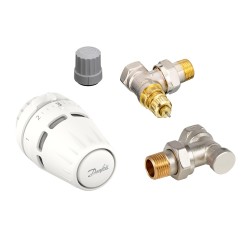 Komplekts ar Danfoss Regus® sensoru, RA-FN vārstu un RLV-S noslēgvārstu, leņķa