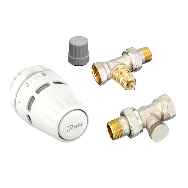Komplekts ar Danfoss Regus® sensoru, RA-FN vārstu un RLV-S noslēgvārstu, taisns