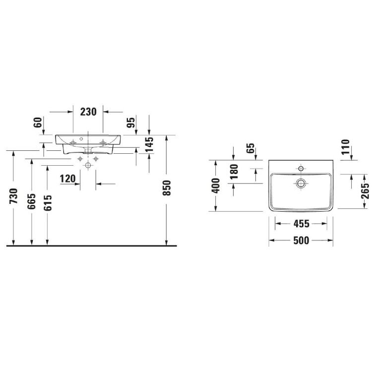 Vannas istabas izlietne Duravit No.1 50x40 cm, 07435000002
