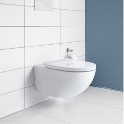 Tualetes pods piekaramais Duravit Architec Rimless ar Soft Close vāku, balts