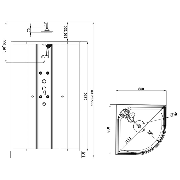 Dušas kabīne Duschy 85x85x200cm, 5502