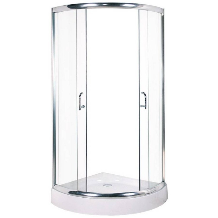 Dušas stūris pusapaļš Duschy 90x90 cm ar paliktni, hroms/caurspīdīgs