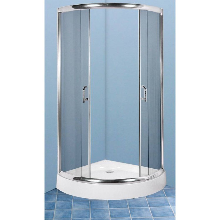 Dušas stūris pusapaļš Duschy 90x90 cm ar paliktni, hroms/caurspīdīgs