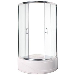 Dušas stūris pusapaļš Duschy 90x90 cm ar dziļo paliktni, hroms/caurspīdīgs