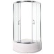 Dušas stūris pusapaļš Duschy 90x90 cm ar dziļo paliktni, hroms/caurspīdīgs