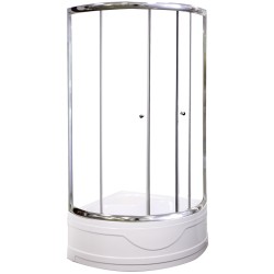 Dušas stūris pusapaļš Duschy 90x90 cm ar dziļo paliktni, hroms/caurspīdīgs