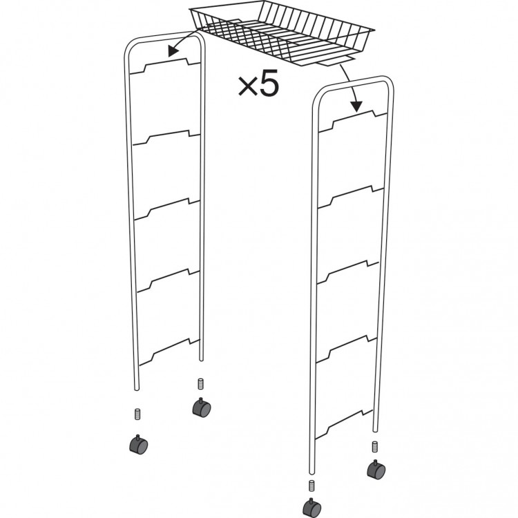 Ratiņi ar pieciem plauktiem Duschy ROLLO, 524-25