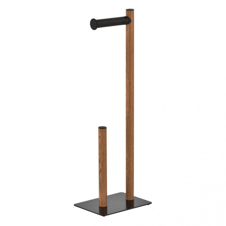 Tualetes papīra turētājs ar rezerves ruļļu vietu Duschy WOOD, 599-62