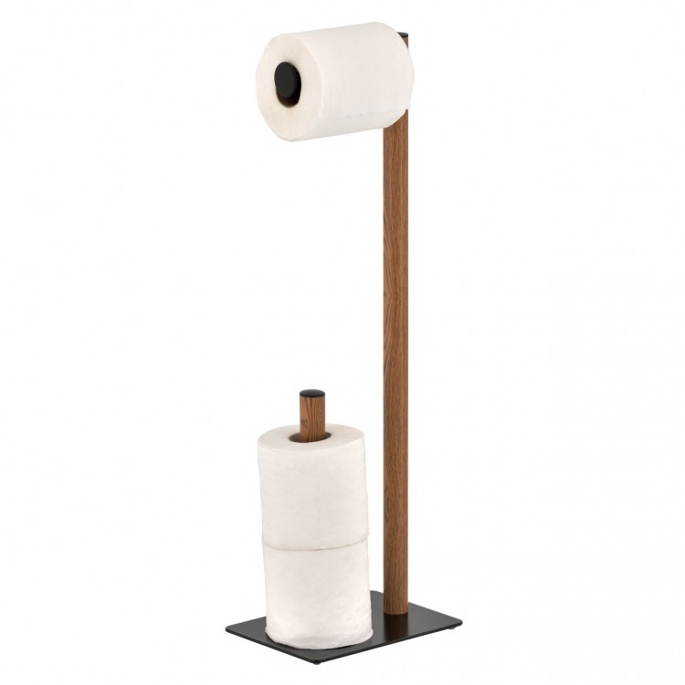 Tualetes papīra turētājs ar rezerves ruļļu vietu Duschy WOOD, 599-62