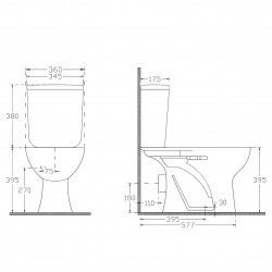 Tualetes pods ECE ETI ar horizontālu izplūdi, ar Soft Close vāku