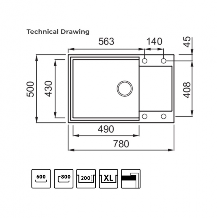 Virtuves izlietne Elleci Easy-300 79x50cm, beige