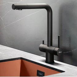 Virtuves izlietnes maisītājs dzeramajam ūdenim ar izvelkamu izteku Elleci Cross Pure, melns