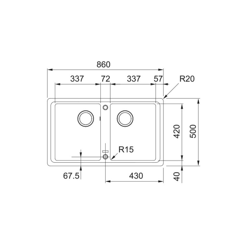 Virtuves izlietne FRANKE BASIS 86x50 cm, BFG 620, šīfera pelēka