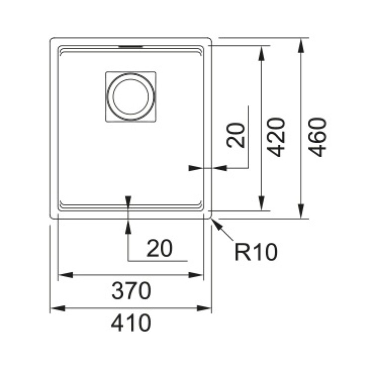 Virtuves izlietne FRANKE Pabūvējamā KUBUS 2 41x46 cm, KNG 110-37  125.0627.320