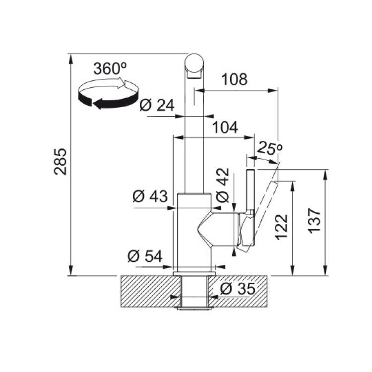 Virtuves izlietnes maisītājs FRANKE LINA L, 115.0712.435