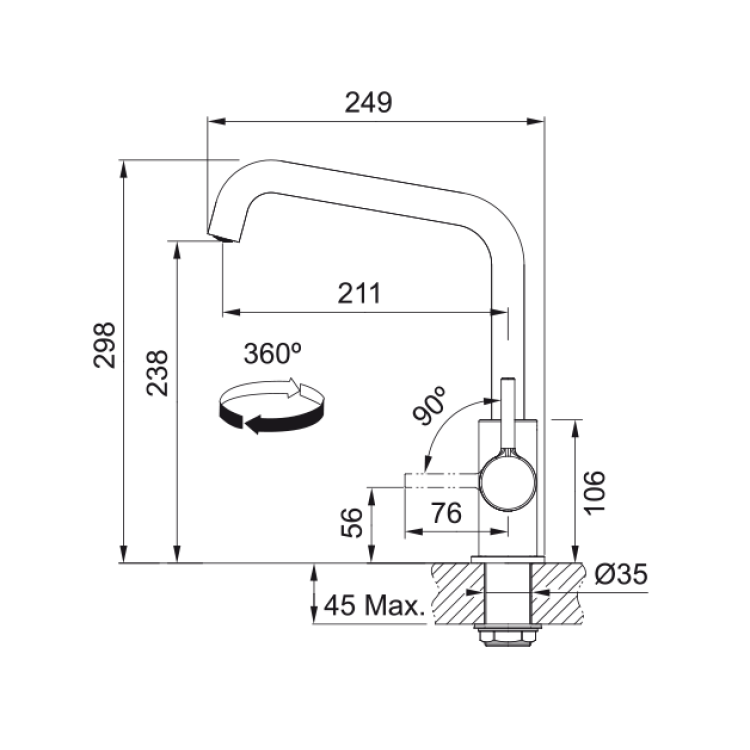 Virtuves izlietnes maisītājs FRANKE Lina U, 115.0728.473