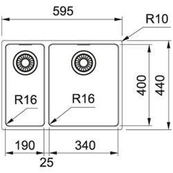 Virtuves izlietne FRANKE Pabūvējamā MARIS 59.5x44 cm, MRX 160-34-19