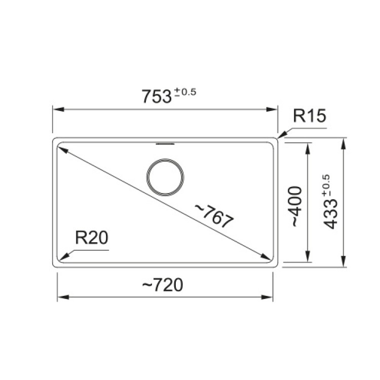 Virtuves izlietne FRANKE Pabūvējamā MARIS 75,3x43,3 cm, MRG 110-72  125.0683.188