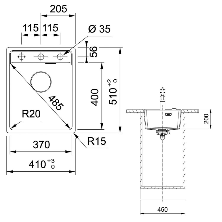 Virtuves izlietne FRANKE MARIS 41x51 cm Manual, MRG 610-37 A 114.0658.216