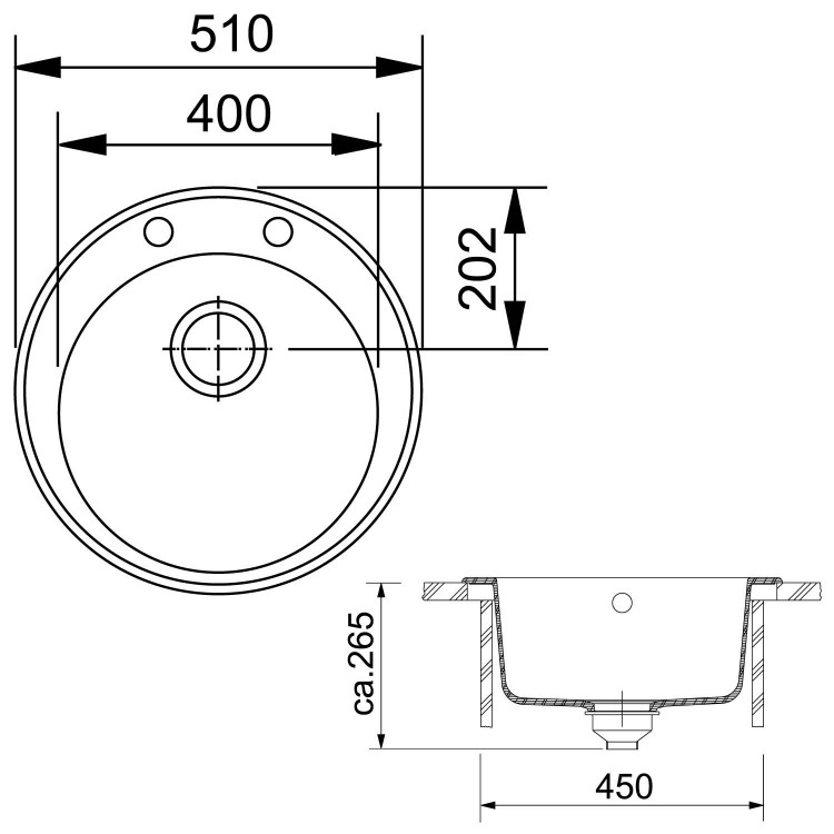 Virtuves izlietne FRANKE RONDA 51cm manual, ROG 610-41, melna matēta