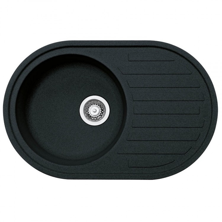 Virtuves izlietne FRANKE RONDA 77x50 cm, ROG 611 pop-up, melna matēta
