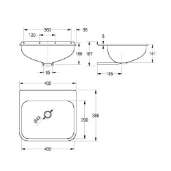 KWC Naesi Saimniecības izlietne 432x386x141mm