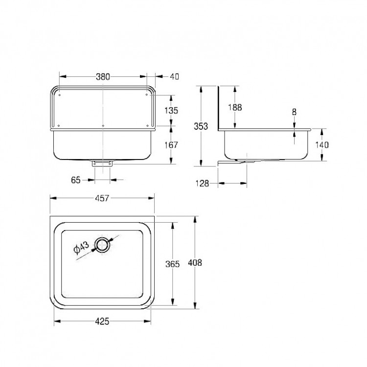 KWC Osma Saimniecības izlietne 457x408x140mm