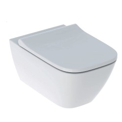 Tualetes pods piekaramais Geberit SMYLE Square Rimfree ar Soft Close vāku, balts