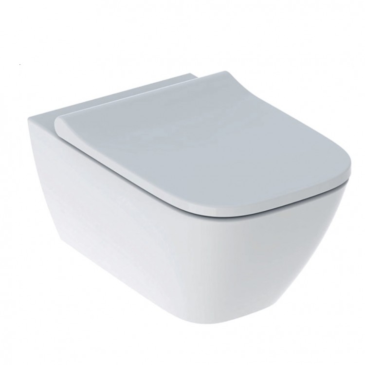 Tualetes pods piekaramais Geberit SMYLE Square Rimfree ar Soft Close vāku, balts