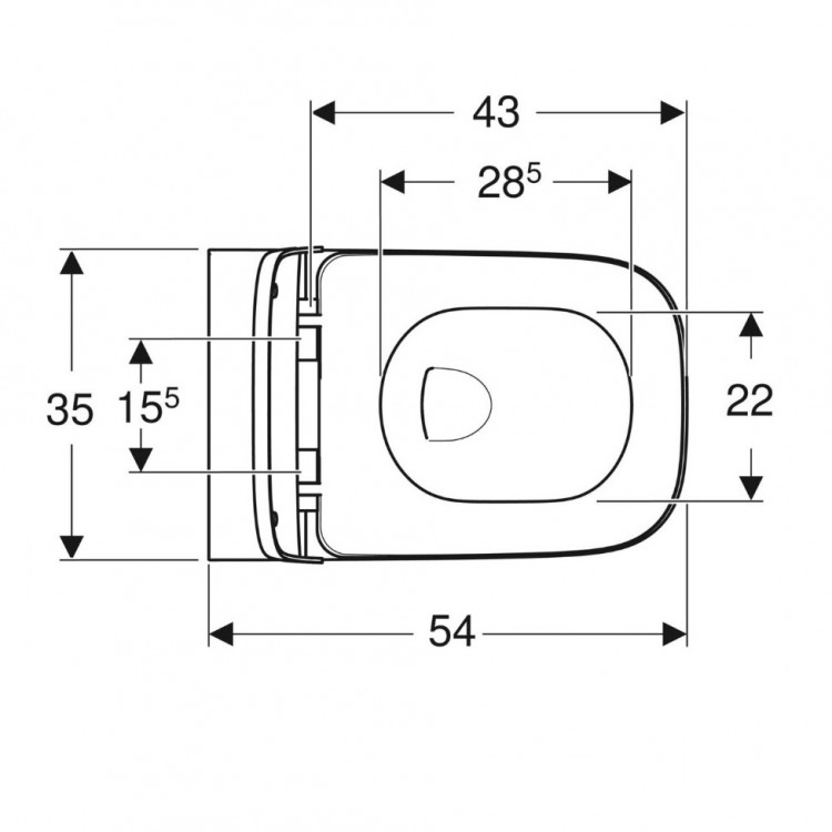 Tualetes pods piekaramais Geberit SMYLE Square Rimfree ar Soft Close vāku, balts