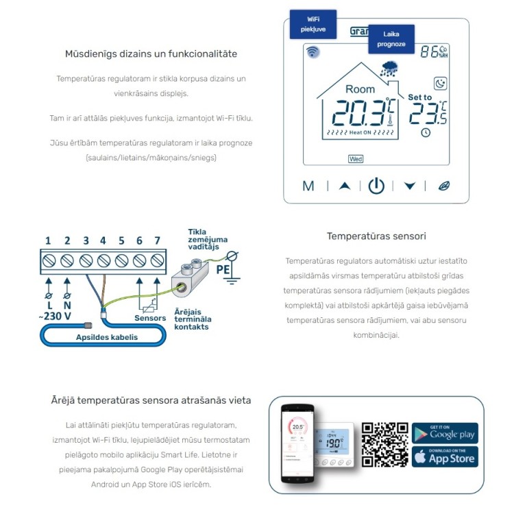 Programmējams elektroniskais termoregulators  ar Wi-Fi Grand Meyer SN-20