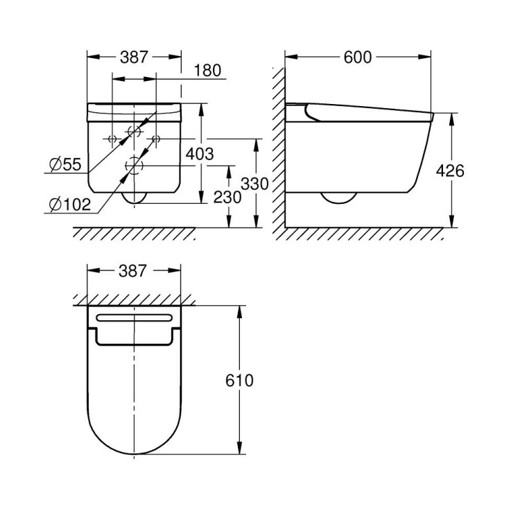 Tualetes pods Grohe Essence Rimless WC, stiprināms uz grīdas 3957300H