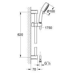 Dušas komplekts GROHE TEMPESTA Cosmopolitan 100 2 režimi, 26076002
