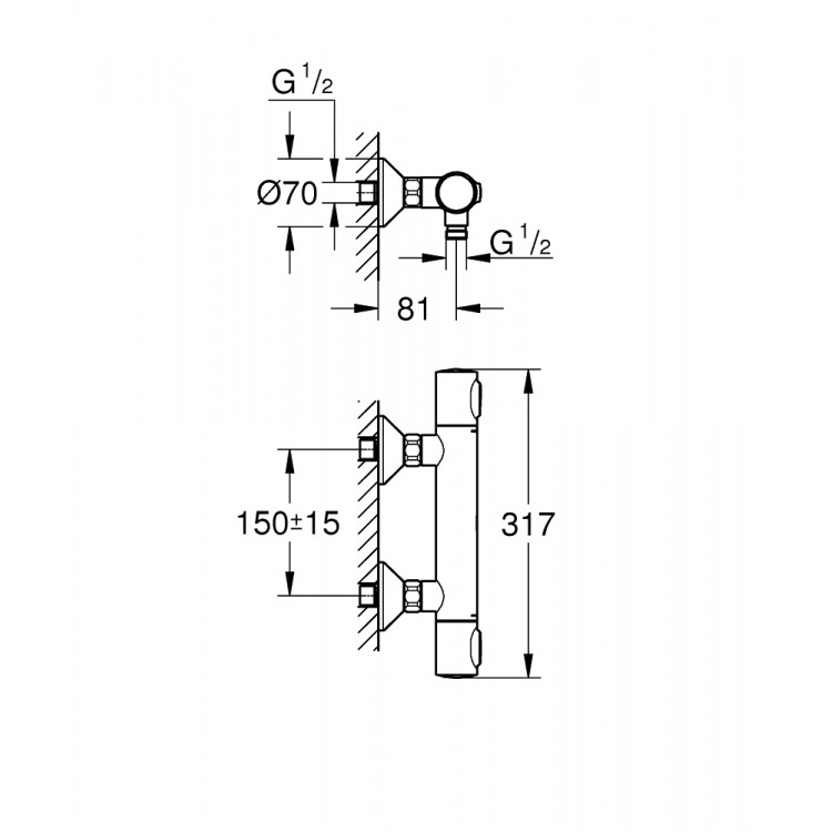Termostata dušas maisītājs Grohe GROHTHERM 500, 34793000