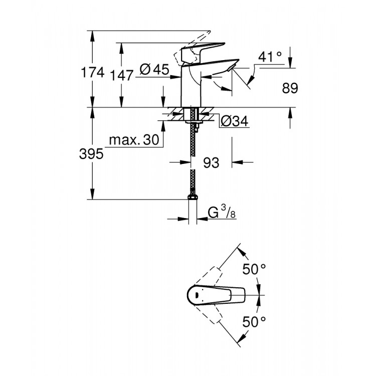 Izlietnes maisītājs Grohe BauEdge New, 23330001