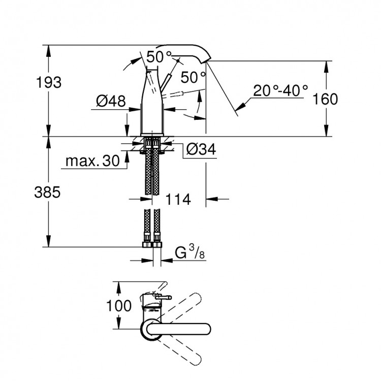 Izlietnes maisītājs Grohe Essence M, phantom black