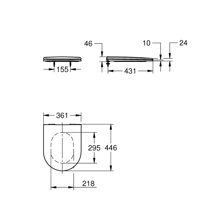 Tualetes pods piekaramais Grohe Essence Rimless ar Soft Close vāku