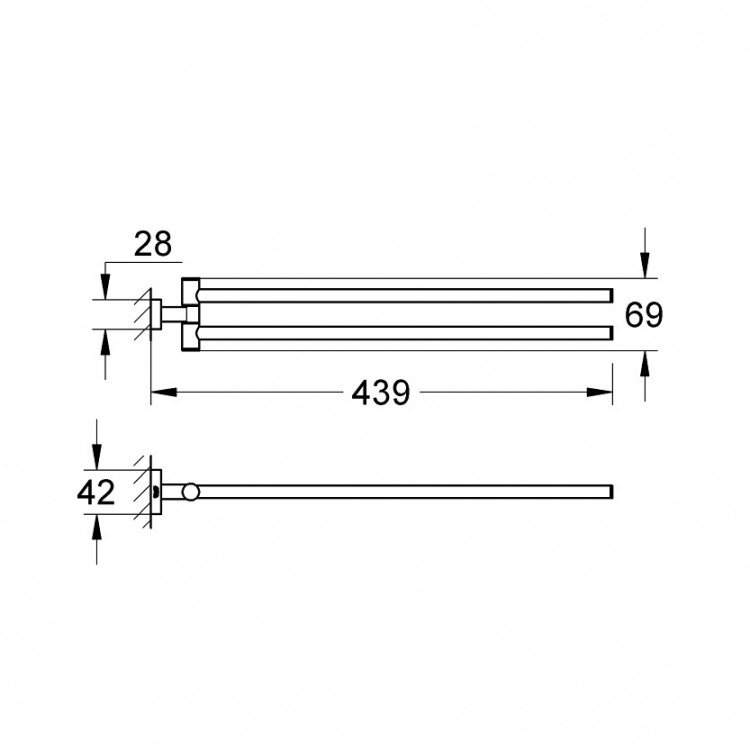 Dvieļu turētājs dubultais Grohe Essentials Cube, hroms
