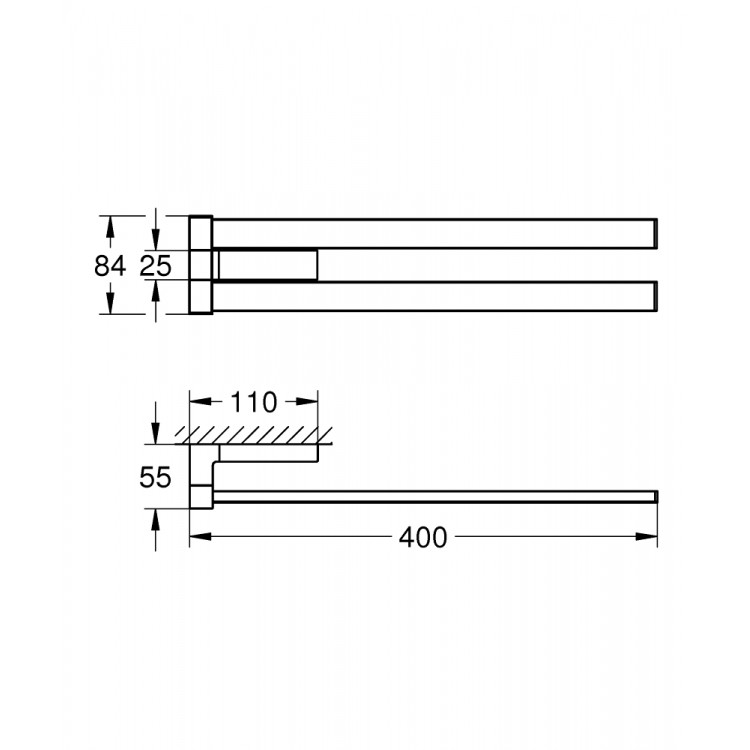 Dvieļu turētājs grozāms Grohe Selection Cube, hroms