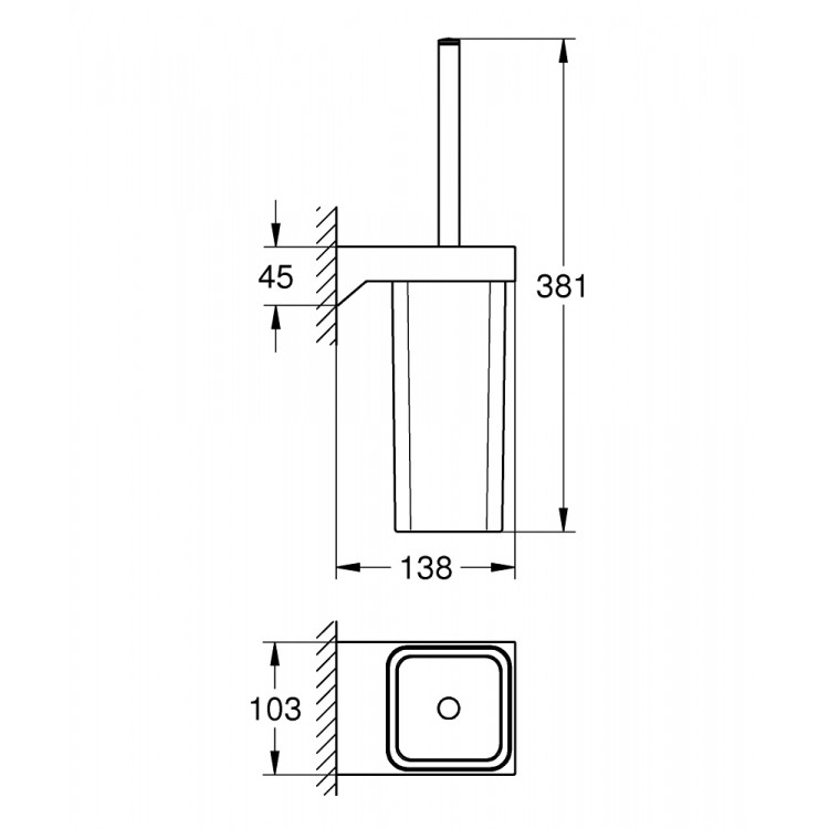 Tualetes birste ar turētāju Grohe Selection Cube, hroms