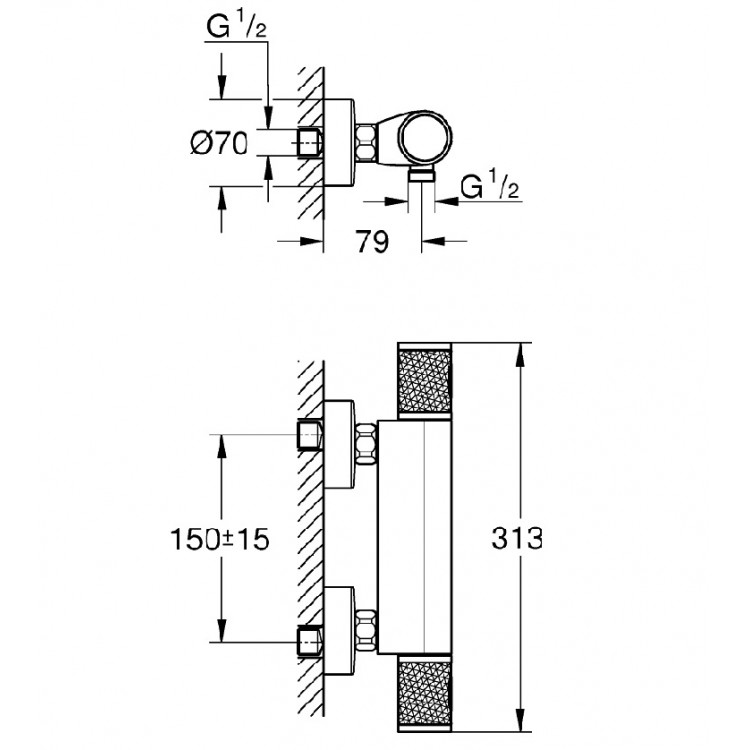 Termostata dušas maisītājs Grohe GROHTHERM 1000 Performance, 34776000