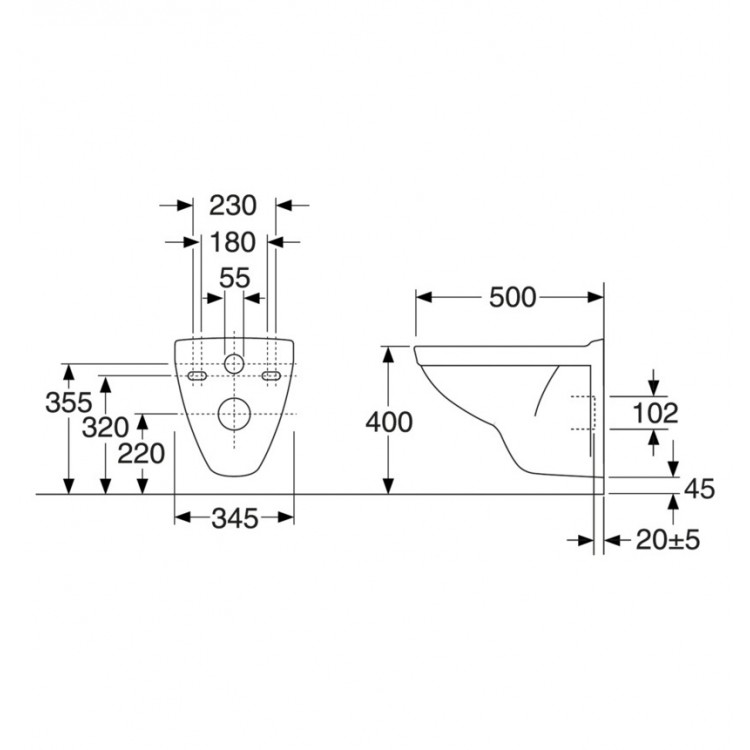 Tualetes pods piekaramais Gustavsberg Nautic C+ bez vāka, GB1155300R1000
