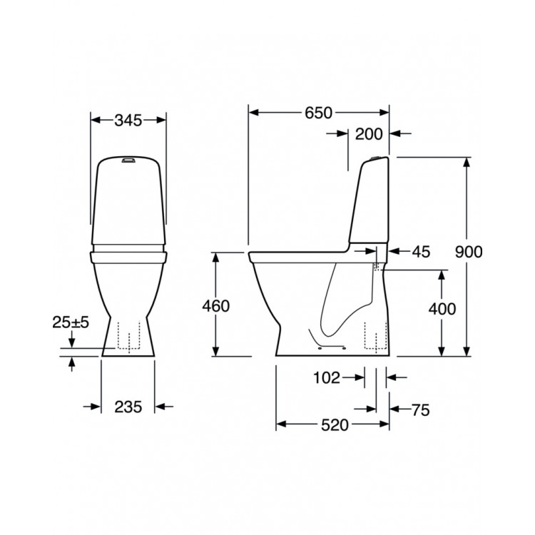 Tualetes pods Gustavsberg Nautic 1546 Hygienic flush bez vāka, GB111546201205